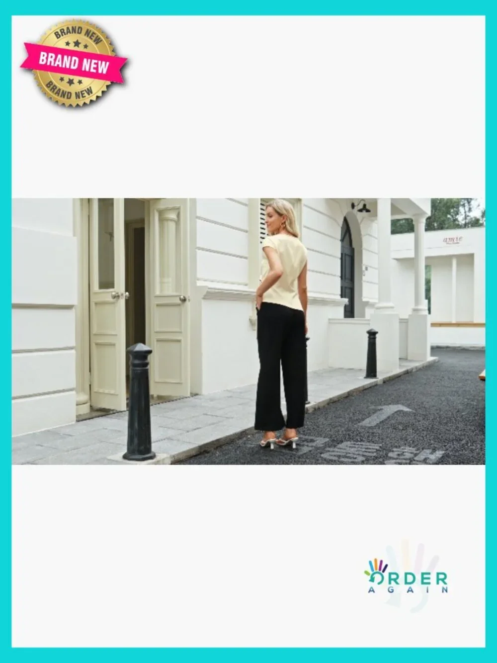 2 Piece Outfit Set Short Sleeve Knit Top Wide Leg Pants Office Work